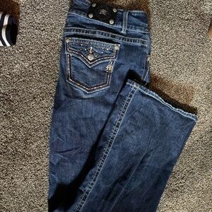 Miss Me Dark Blue Boot Cut Jeans with Embellishments